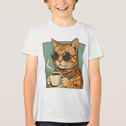 Cool Cat Coffee Retro Style Design for Cat Lovers トライブレンドＴシャツ (正面)
