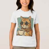 Cool Cat Coffee Retro Style Design for Cat Lovers トライブレンドＴシャツ (正面)
