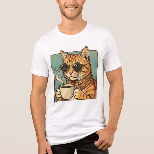 Cool Cat Coffee Retro Style Design for Cat Lovers トライブレンドTシャツ (正面)