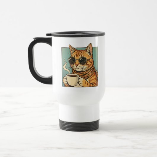 Cool Cat Coffee Retro Style Design for Cat Lovers トラベルマグ (左)