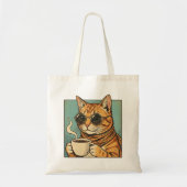 Cool Cat Coffee Retro Style Design for Cat Lovers トートバッグ (正面)