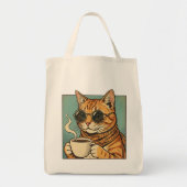 Cool Cat Coffee Retro Style Design for Cat Lovers トートバッグ (正面)