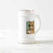 Cool Cat Coffee Retro Style Design for Cat Lovers ビールジョッキ (正面右)