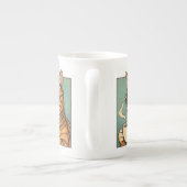 Cool Cat Coffee Retro Style Design for Cat Lovers ボーンチャイナマグカップ (裏面)