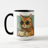 Cool Cat Coffee Retro Style Design for Cat Lovers マグカップ (左)