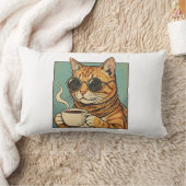 Cool Cat Coffee Retro Style Design for Cat Lovers ランバークッション (ブランケット)