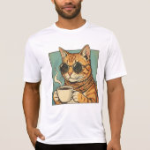 Cool Cat Coffee Retro Style Design for Cat Lovers Tシャツ (正面)