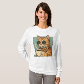 Cool Cat Coffee Retro Style Design for Cat Lovers Tシャツ (正面フル)