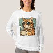 Cool Cat Coffee Retro Style Design for Cat Lovers Tシャツ (正面)