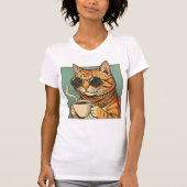 Cool Cat Coffee Retro Style Design for Cat Lovers Tシャツ (正面)