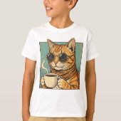 Cool Cat Coffee Retro Style Design for Cat Lovers Tシャツ (正面)