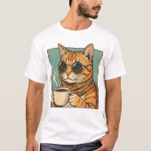 Cool Cat Coffee Retro Style Design for Cat Lovers Tシャツ (正面)