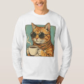 Cool Cat Coffee Retro Style Design for Cat Lovers Tシャツ (正面)
