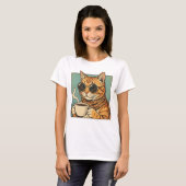 Cool Cat Coffee Retro Style Design for Cat Lovers Tシャツ (正面フル)