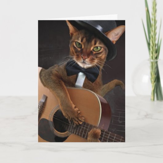 Cool Cat Guitarist – Minimal Elegant Design カード (正面)