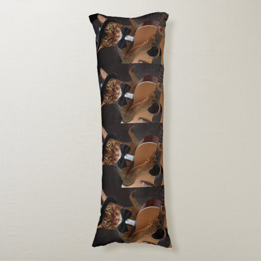 Cool Cat Guitarist – Minimal Elegant Design ボディピロー (正面縦)