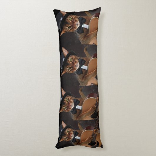 Cool Cat Guitarist – Minimal Elegant Design ボディピロー (裏面 (縦))