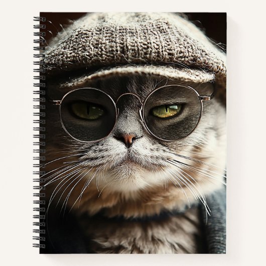 Cool Cat in Glasses Notebook ノートブック (正面)