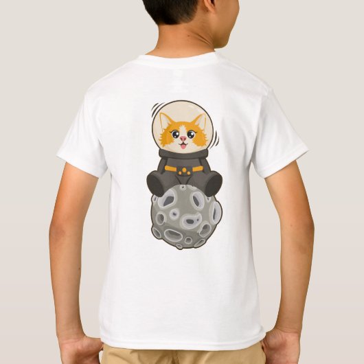 Cool Cat in space Cat Astronaut Cosmic animal Moon Tシャツ (裏面)