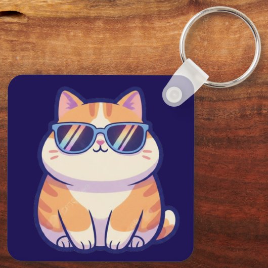 Cool Cat Keychain – Pocket-Sized Personality with  キーホルダー (裏面)