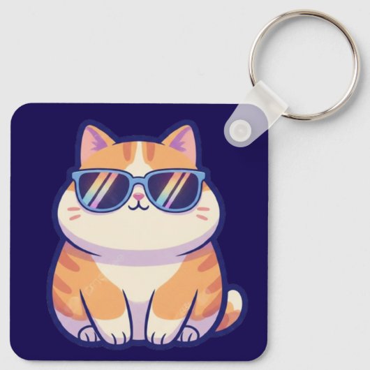 Cool Cat Keychain – Pocket-Sized Personality with  キーホルダー (裏面)