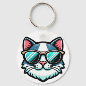 Cool Cat Keychain – Stylish Feline Accessory キーホルダー (正面)