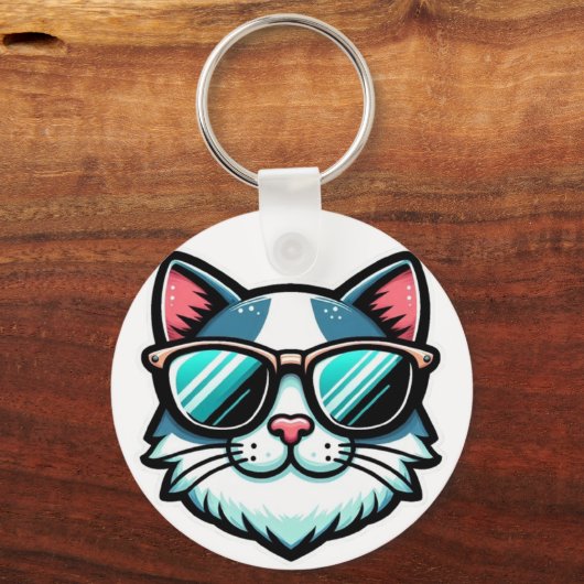Cool Cat Keychain – Stylish Feline Accessory キーホルダー (裏面)