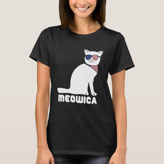 Cool Cat Meowica 4th of July Men Women Tシャツ (正面)