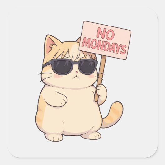 Cool Cat No Mondays Aesthetic Meme スクエアシール (正面)