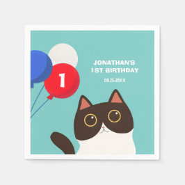 Cool Cat Party Balloon Kids Birthday スタンダードカクテルナプキン