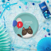 Cool Cat Party Balloon Kids Birthday ペーパープレート (パーティー)