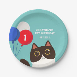 Cool Cat Party Balloon Kids Birthday ペーパープレート