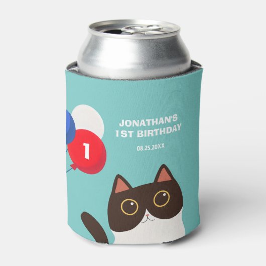 Cool Cat Party Balloon Kids Birthday 缶クーラー (缶正面)