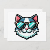 Cool Cat Postcard – Trendy Feline Pop Art 案内ポストカード (正面/裏面)