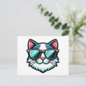 Cool Cat Postcard – Trendy Feline Pop Art 案内ポストカード (スタンド正面)