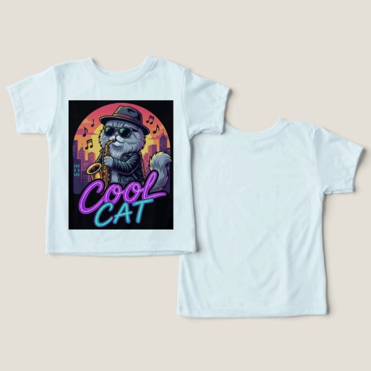 Cool Cat Saxophone – Retro Neon 90s Jazz Cat Desig (デザイン正面&裏面)