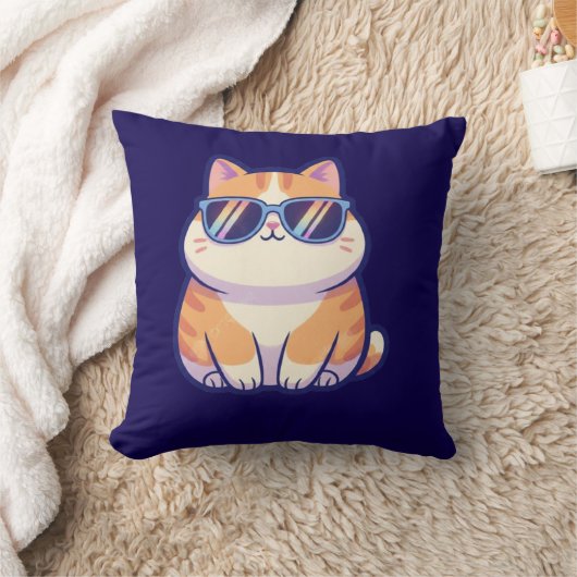 Cool Cat Throw Pillow – Stylish Feline Vibes for Y クッション (ブランケット)