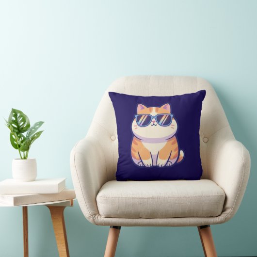 Cool Cat Throw Pillow – Stylish Feline Vibes for Y クッション (椅子)