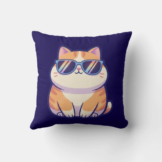 Cool Cat Throw Pillow – Stylish Feline Vibes for Y クッション (裏面)
