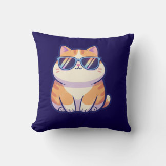 Cool Cat Throw Pillow – Stylish Feline Vibes for Y クッション