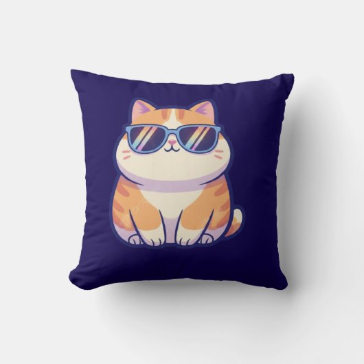 Cool Cat Throw Pillow – Stylish Feline Vibes for Y クッション (正面)