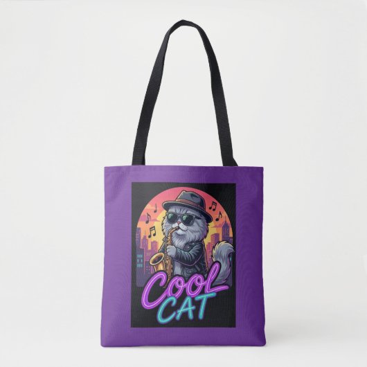 Cool Cat Trombone Player Music Quote Tote Bag トートバッグ (正面)