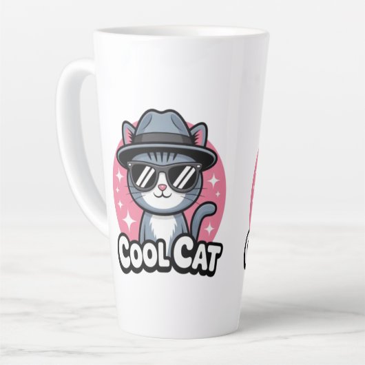 Cool Cat Vibes カフェラテマグ (左アングル)