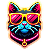 Cool Cat Wearing Sunglasses in Neon Pink and Yello Tシャツ
