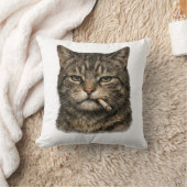 "Cool Cat with Cigarette" Edgy Tabby Cat Throw  クッション (ブランケット)
