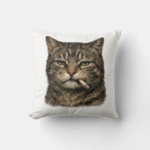 "Cool Cat with Cigarette" Edgy Tabby Cat Throw  クッション (正面)