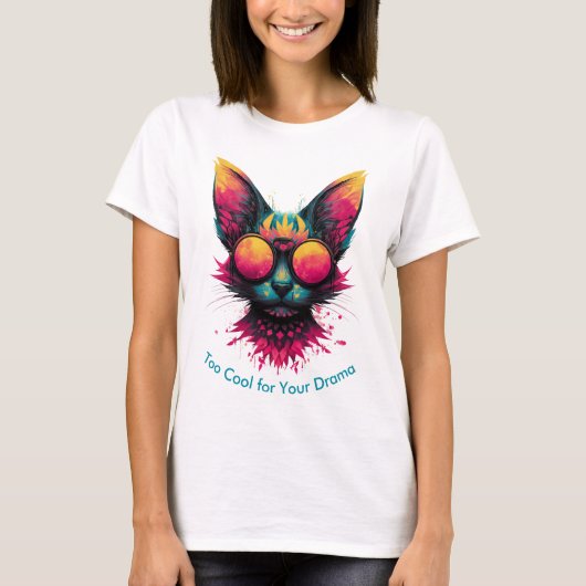 Cool Cat with Glasses Women's T-Shirt Tシャツ (正面)