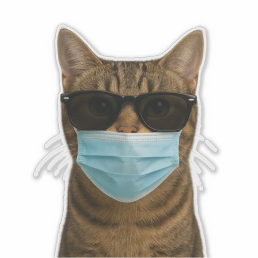 Cool Cat with Shades and Mask シール (正面)