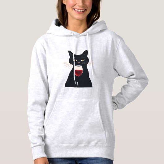 Cool Cat with Shades – Funny Black Cat Hoodie パーカ (正面)