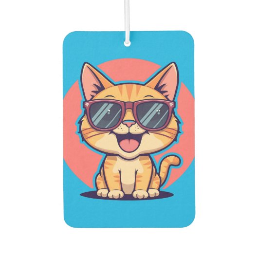 Cool Cat with Sunglasses – Cute Funny Kitty Design カーエアーフレッシュナー (正面)